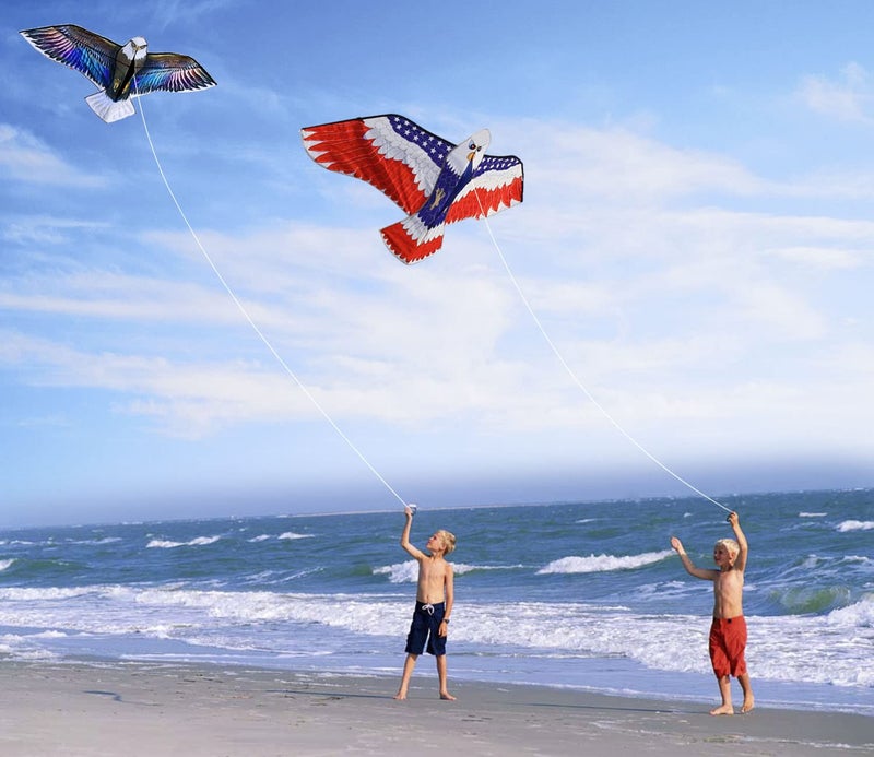 HONBO Huge Patriotic Eagle Kites for Adults and Kids,Easy to Fly for Beach Trip, Outdoor Activities-Wingspan 73â€-200ft Line with Swivel-Bonus Durable Polyester Bag - Image 5